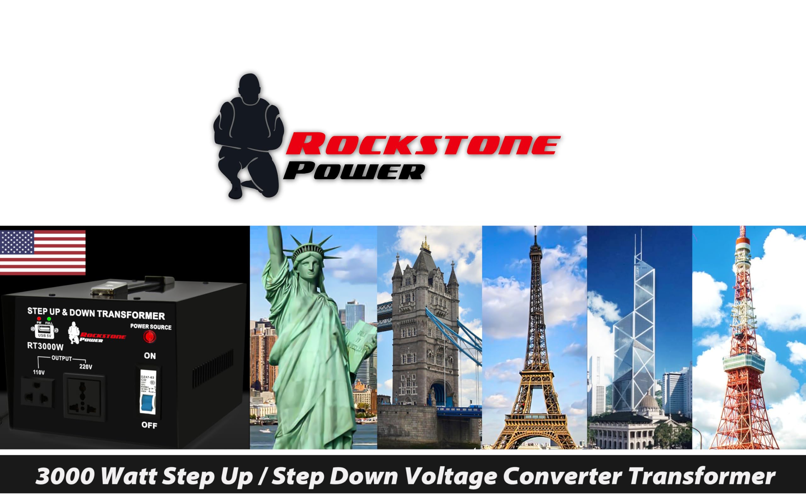 Amazon.co.jp: Rockstone Power 高耐久 昇圧/降圧 変圧器 変換器